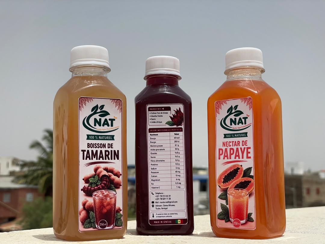 Boissons NAT au tamarin, bissap et papaye